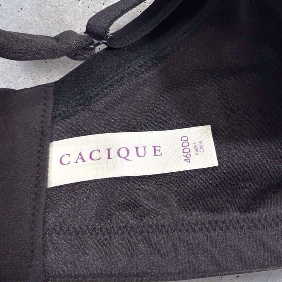 NWT Cacique Intuition Uplift Plunge Bra Underwire Adjustable Straps Black 46DDD - Picture 4 of 9